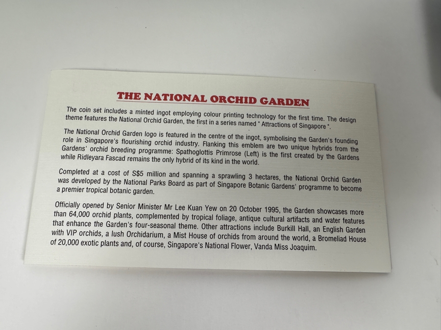 1996 Sterling Silver Proof Coin Set With Silver Ingot Produced By The Singapore Mint Limited Edition Set [Photo 13]