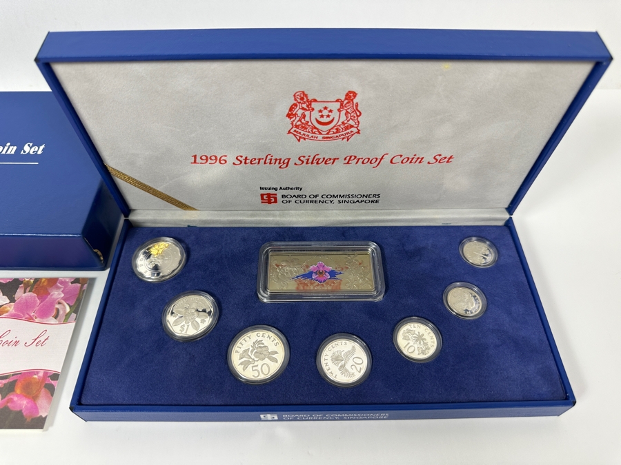 1996 Sterling Silver Proof Coin Set With Silver Ingot Produced By The Singapore Mint Limited Edition Set [Photo 3]