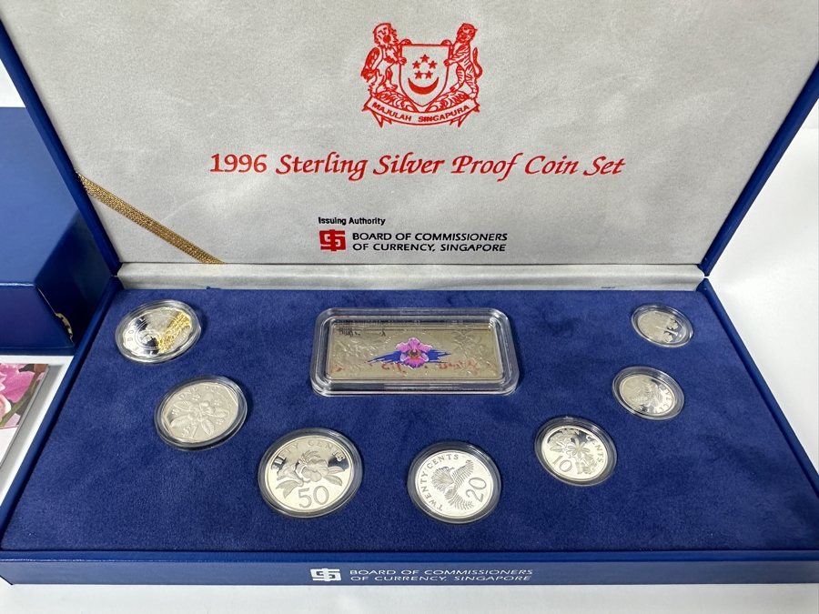 1996 Sterling Silver Proof Coin Set With Silver Ingot Produced By The Singapore Mint Limited Edition Set [Photo 5]