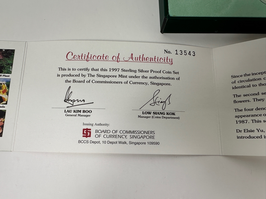 1997 Sterling Silver Proof Coin Set With Silver Ingot Produced By The Singapore Mint Limited Edition Set [Photo 11]