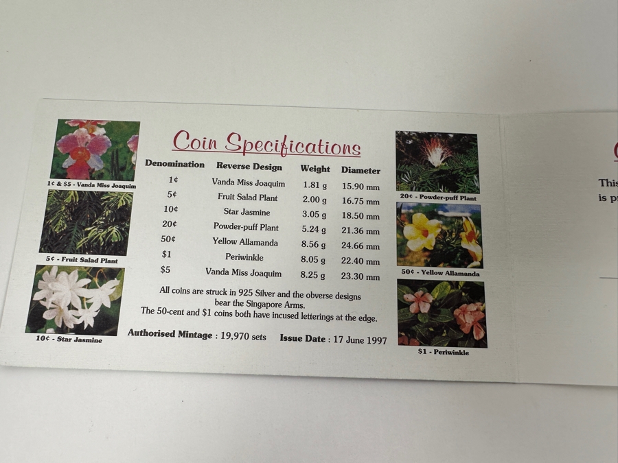 1997 Sterling Silver Proof Coin Set With Silver Ingot Produced By The Singapore Mint Limited Edition Set [Photo 2]