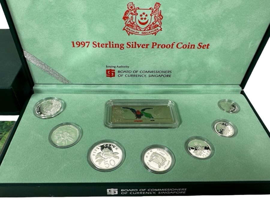 1997 Sterling Silver Proof Coin Set With Silver Ingot Produced By The Singapore Mint Limited Edition Set [Photo 1]