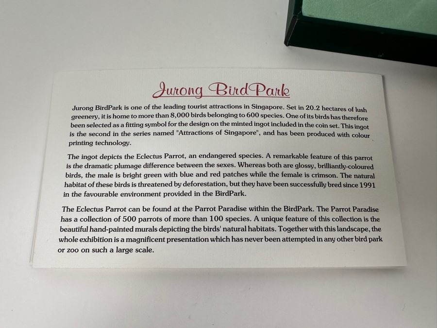 1997 Sterling Silver Proof Coin Set With Silver Ingot Produced By The Singapore Mint Limited Edition Set [Photo 14]