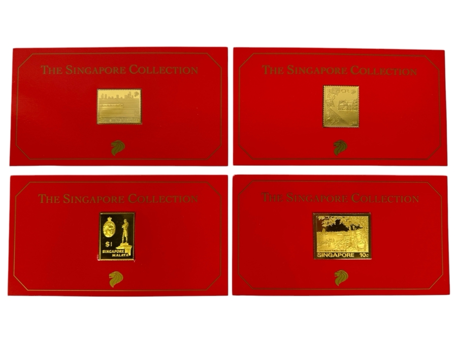 (4) Rare 1995 Limited Edition The Singapore Collection 925 Sterling Silver Proof Ingots By The Singapore Mint And Singapore Philatelic Museum Limited To 3,800 Sets 165.6g [Photo 1]