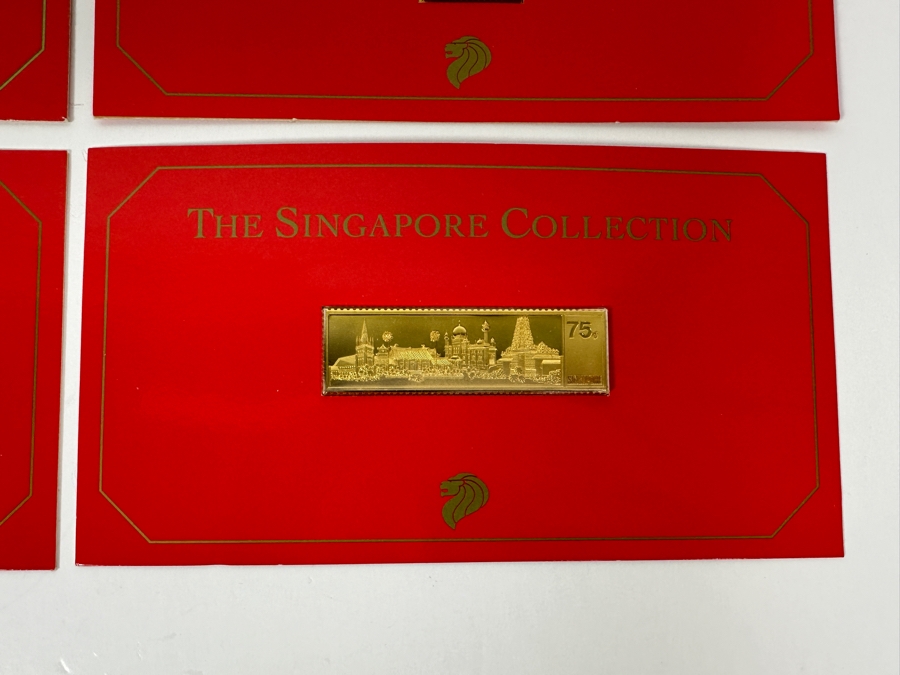 (4) Rare 1995 Limited Edition The Singapore Collection 925 Sterling Silver Proof Ingots By The Singapore Mint And Singapore Philatelic Museum Limited To 3,800 Sets 139g [Photo 2]