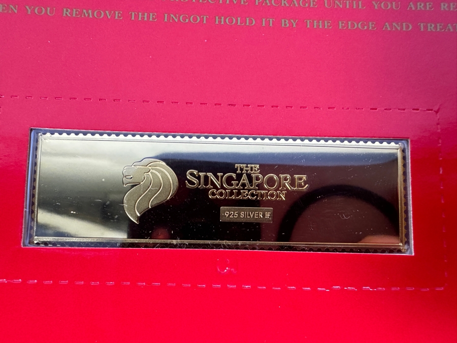 (4) Rare 1995 Limited Edition The Singapore Collection 925 Sterling Silver Proof Ingots By The Singapore Mint And Singapore Philatelic Museum Limited To 3,800 Sets 139g [Photo 8]