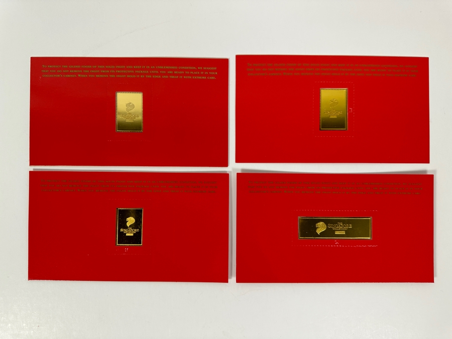 (4) Rare 1995 Limited Edition The Singapore Collection 925 Sterling Silver Proof Ingots By The Singapore Mint And Singapore Philatelic Museum Limited To 3,800 Sets 139g [Photo 7]
