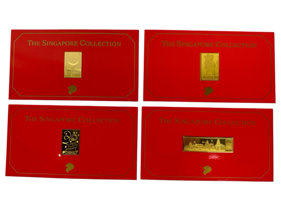 (4) Rare 1995 Limited Edition The Singapore Collection 925 Sterling Silver Proof Ingots By The Singapore Mint And Singapore Philatelic Museum Limited To 3,800 Sets 139g [Photo 1]