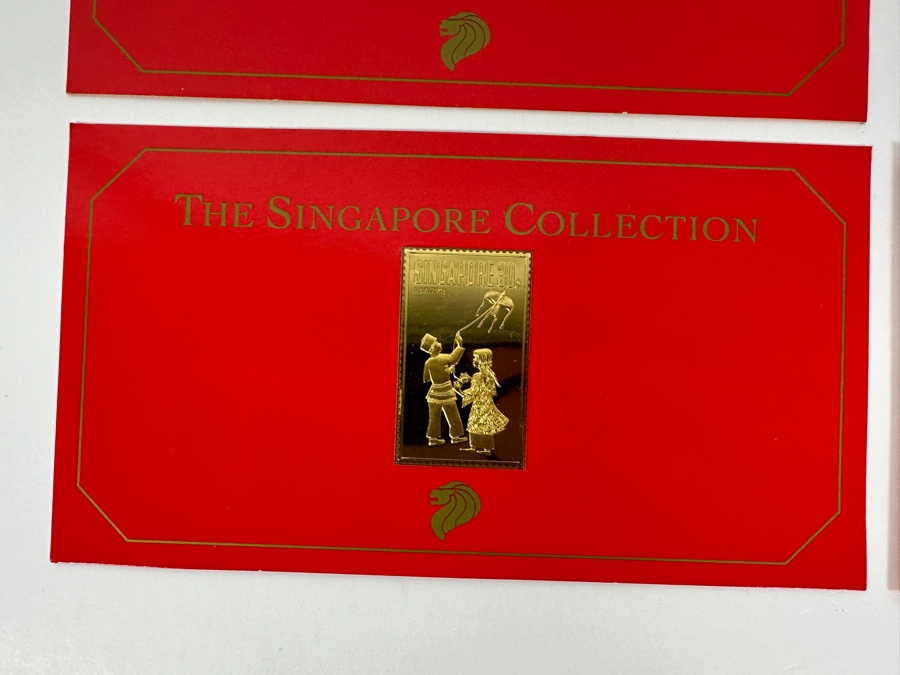 (4) Rare 1995 Limited Edition The Singapore Collection 925 Sterling Silver Proof Ingots By The Singapore Mint And Singapore Philatelic Museum Limited To 3,800 Sets 151.2g [Photo 2]