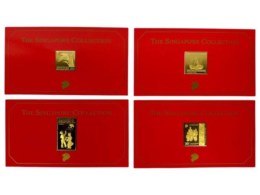 (4) Rare 1995 Limited Edition The Singapore Collection 925 Sterling Silver Proof Ingots By The Singapore Mint And Singapore Philatelic Museum Limited To 3,800 Sets 151.2g [Photo 1]