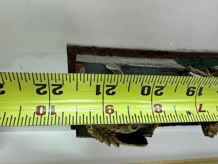 Chinese Hand Carved Relief Wood Wall Panels with Gold Accents 21.5'W x 2.75'H (Framed 32.5'W x 16'H) [Photo 11]