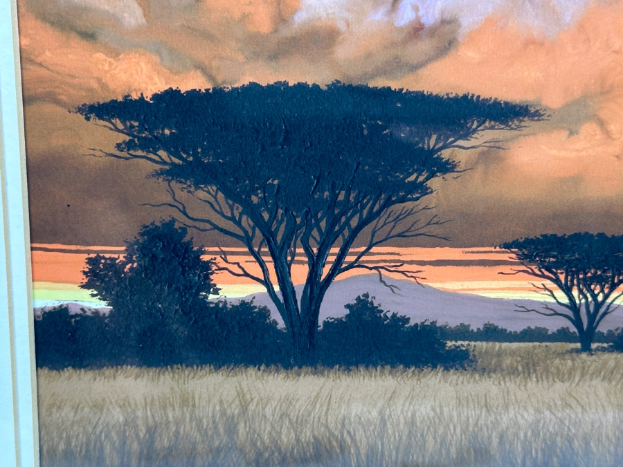 Malachi Smith (1948-2012, South Africa) Stunning Original Landscape Painting On Board Titled 'An African Sunset' 8 X 5.5 Framed 15.5 X 13 [Photo 8]