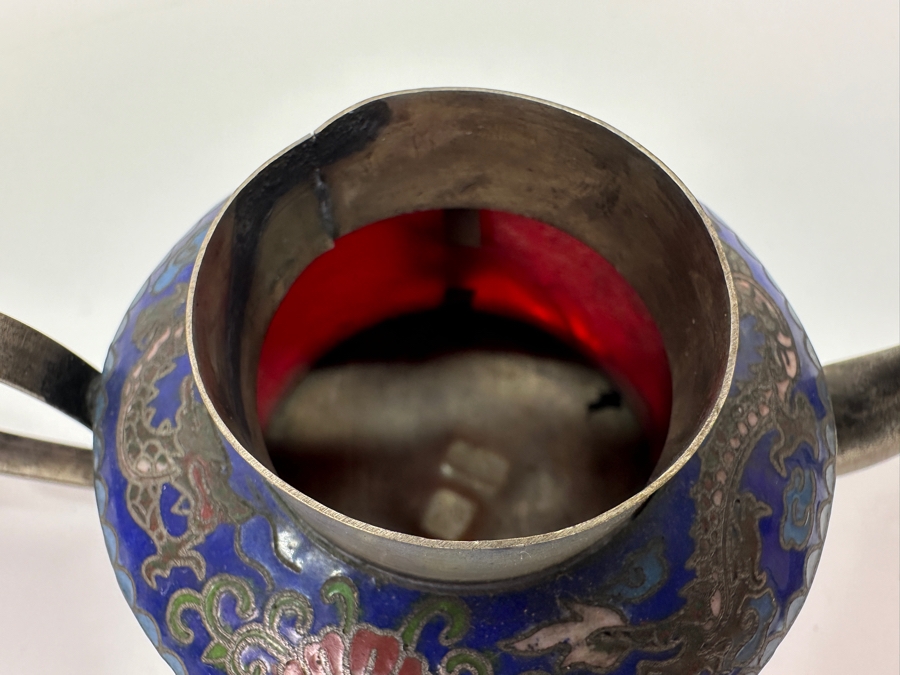 Vintage Chinese Tibetan Silver Overlay Stone Red Agate Body Teapot With Phoenix Design Signed Underneath 5.5W X 4H [Photo 13]
