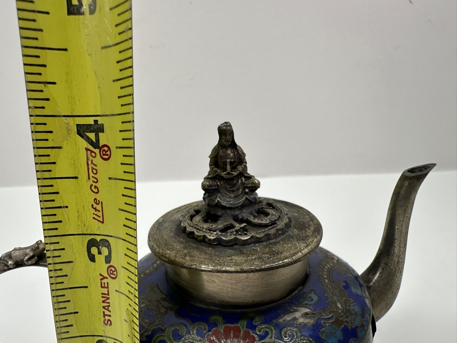 Vintage Chinese Tibetan Silver Overlay Stone Red Agate Body Teapot With Phoenix Design Signed Underneath 5.5W X 4H [Photo 19]