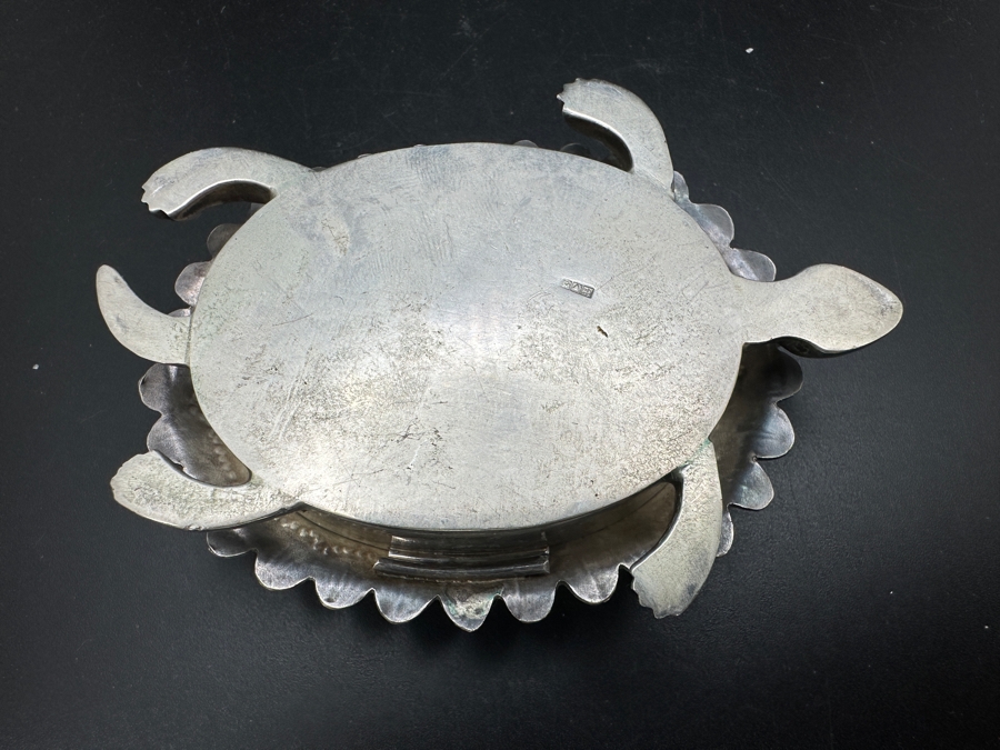 Vintage Silver Turtle Box with Blue Stone Eyes 71.4g   [Photo 6]