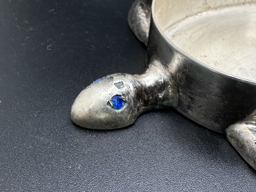 Vintage Silver Turtle Box with Blue Stone Eyes 71.4g   [Photo 12]