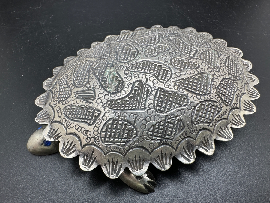 Vintage Silver Turtle Box with Blue Stone Eyes 71.4g   [Photo 4]