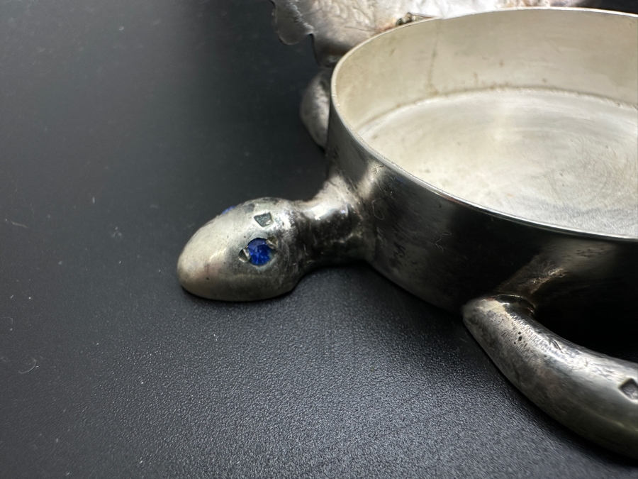 Vintage Silver Turtle Box with Blue Stone Eyes 71.4g   [Photo 11]