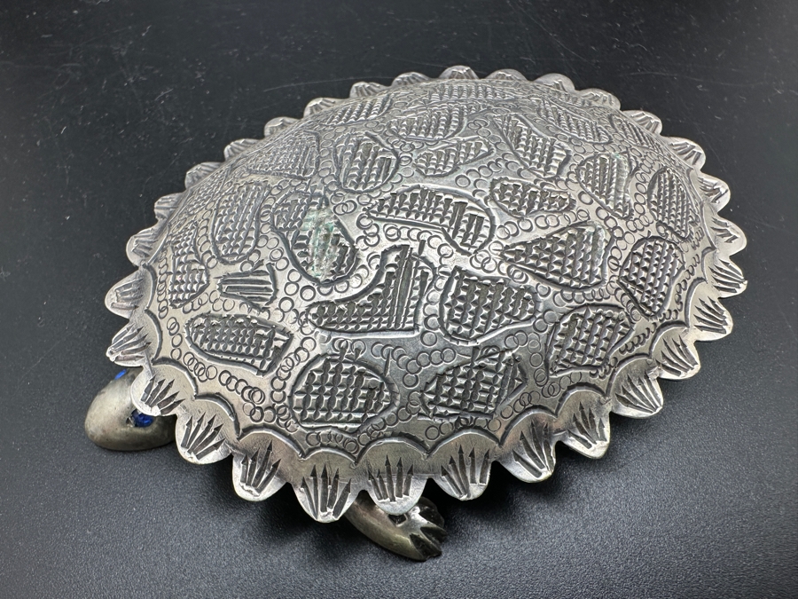 Vintage Silver Turtle Box with Blue Stone Eyes 71.4g   [Photo 3]