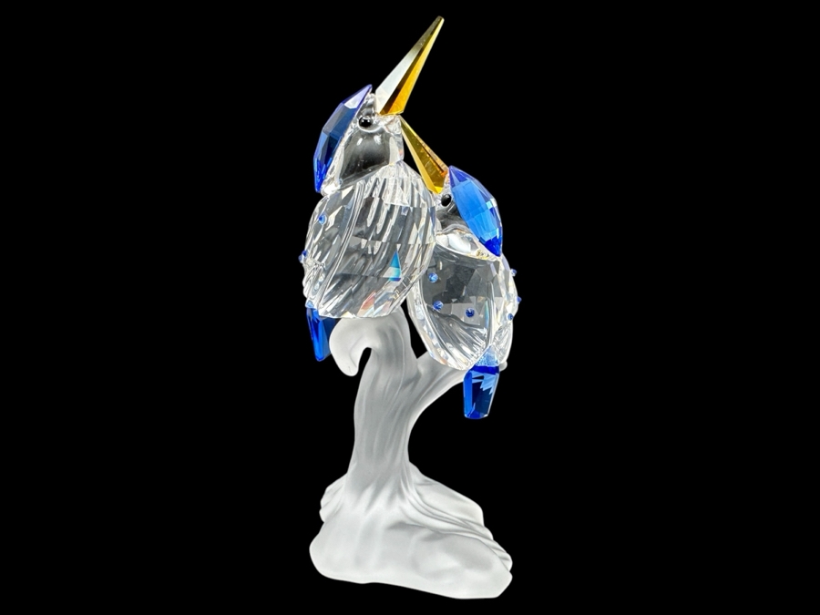 Swarovski Crystal Malachite Kingfishers with Box 623323 4'H [Photo 1]