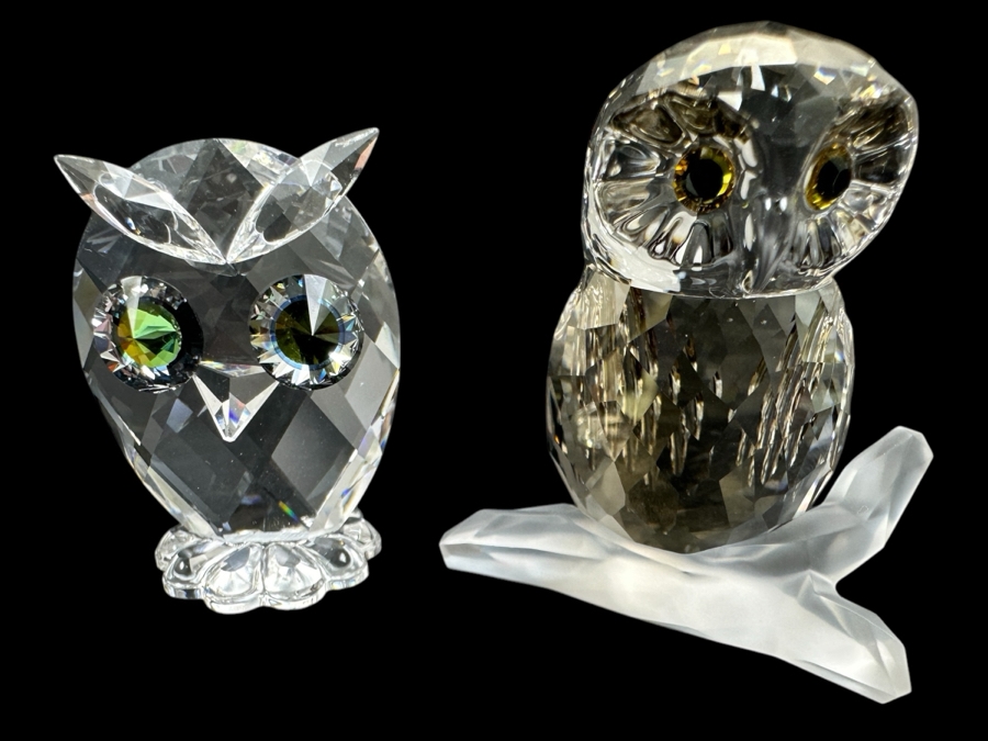 Swarovski Crystal Woodland Friends #7636 and Feathered Friends #1003326 with Boxes 1.5'H and 1.75'H