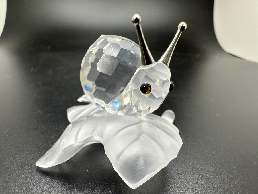 Swarovski Crystal Snail on Vine Leaf #196501 with Box 1.25'H [Photo 3]