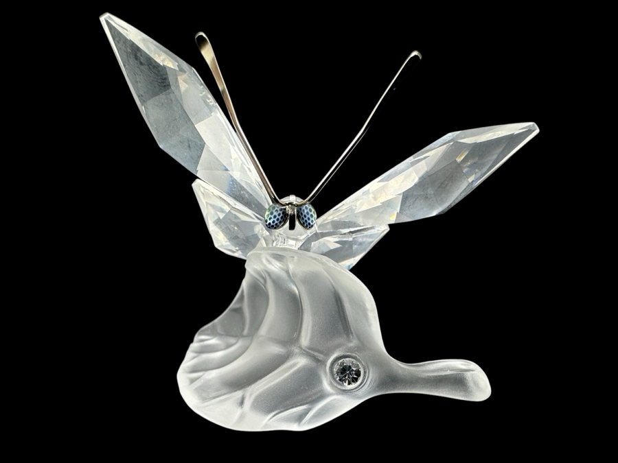 Swarovski Crystal Butterfly on Leaf #182920 with Box 2'H
