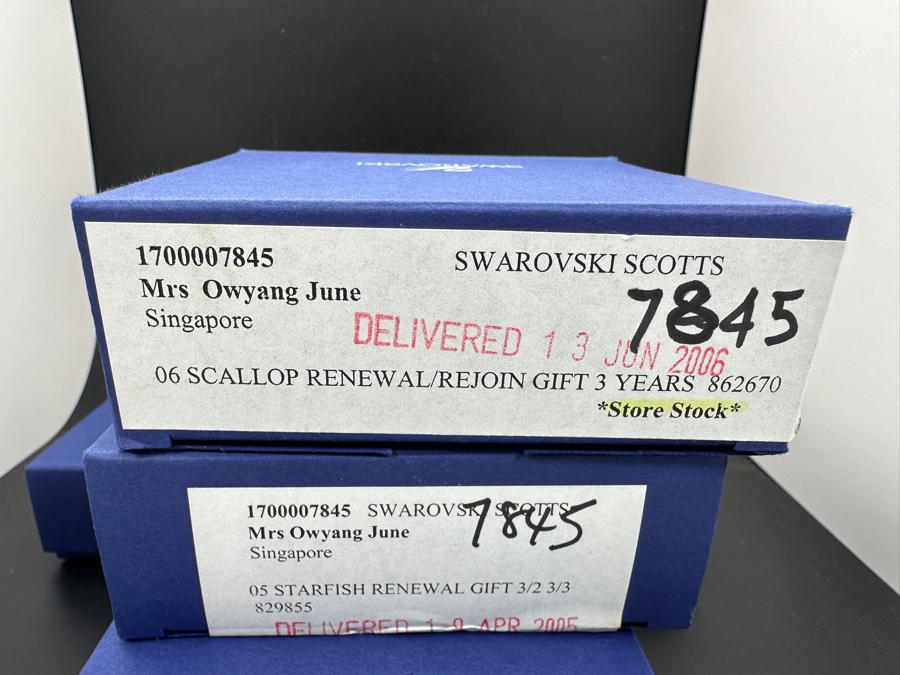 Swarovski Crystal Starfish, Spiral Shell and Shell with Boxes 2' - 2.25'H [Photo 9]