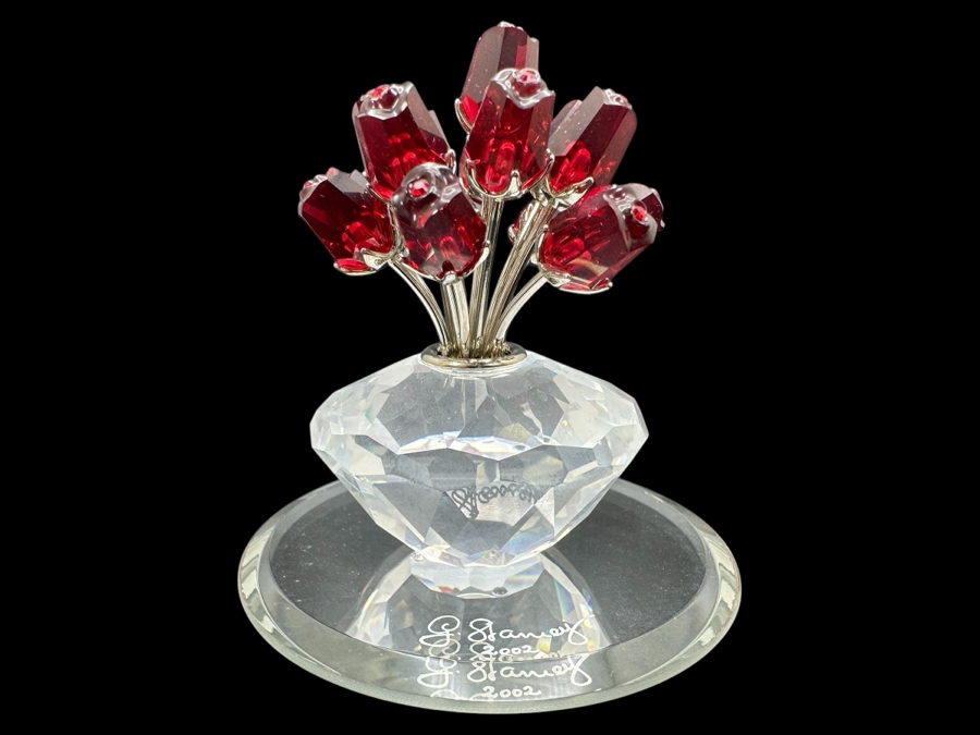 Swarovski Crystal Vase of Roses #283394 with Box 3'H