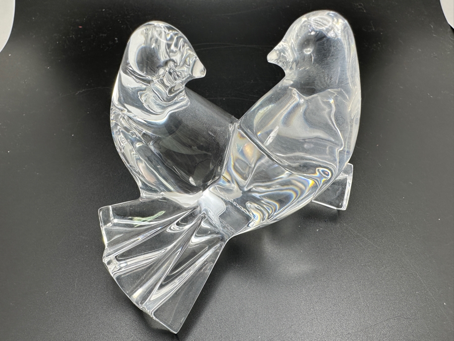 Baccarat Crystal France Loving Doves Signed Figurine 2.5'H [Photo 4]