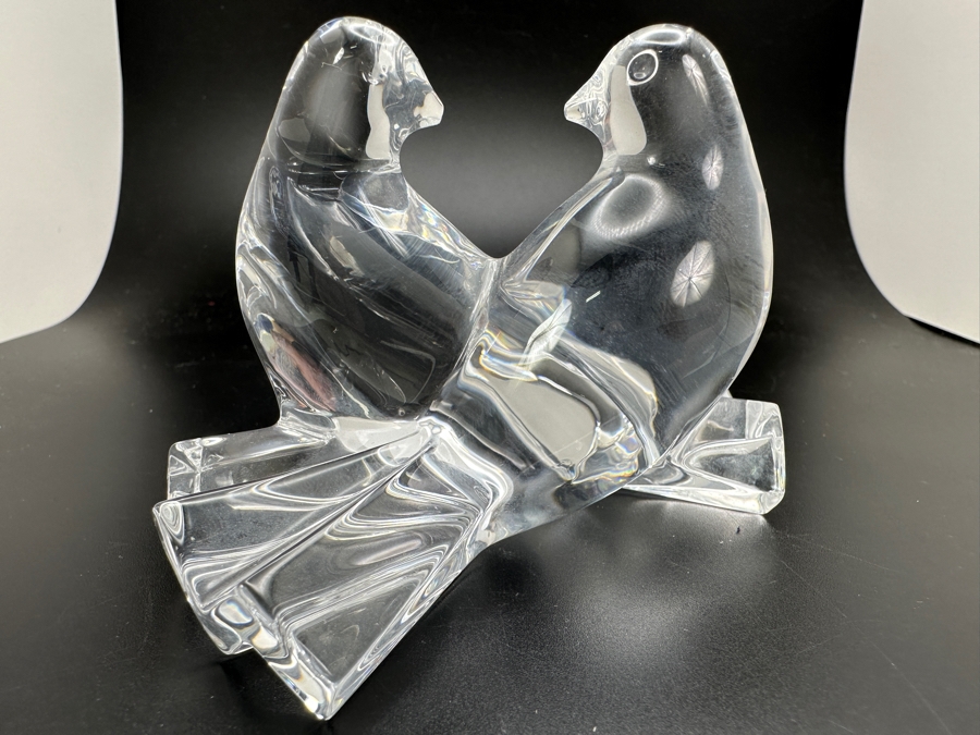 Baccarat Crystal France Loving Doves Signed Figurine 2.5'H [Photo 3]