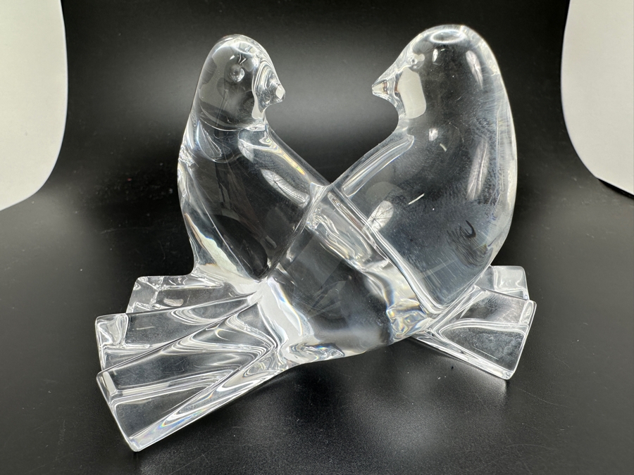 Baccarat Crystal France Loving Doves Signed Figurine 2.5'H [Photo 2]