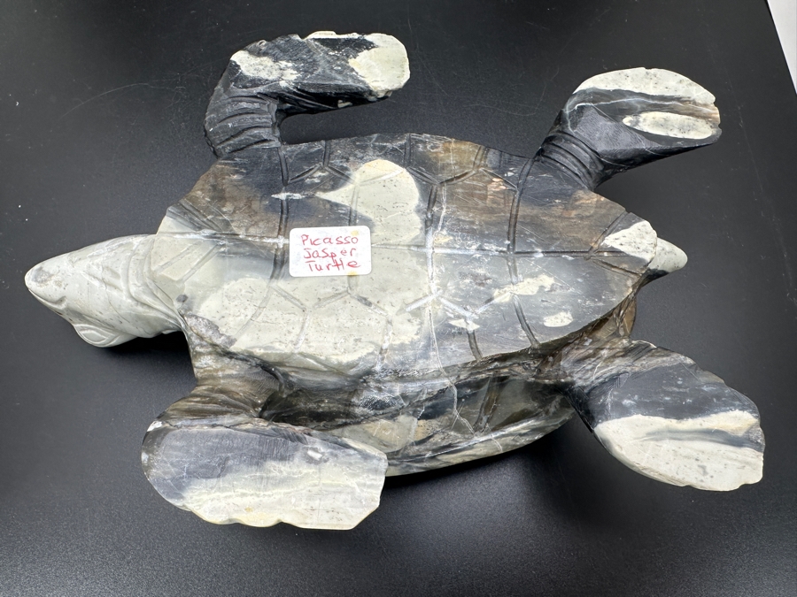 Carved Picasso Jasper Turtle Figurine 7W X 5.5D X 1.5H 895g [Photo 12]