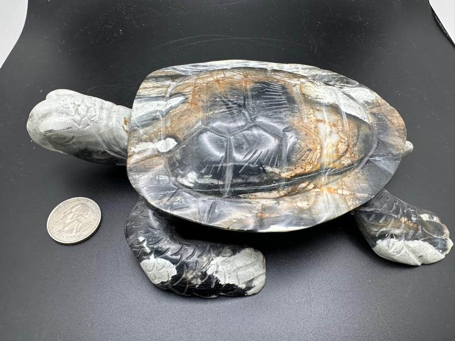 Carved Picasso Jasper Turtle Figurine 7W X 5.5D X 1.5H 895g [Photo 4]