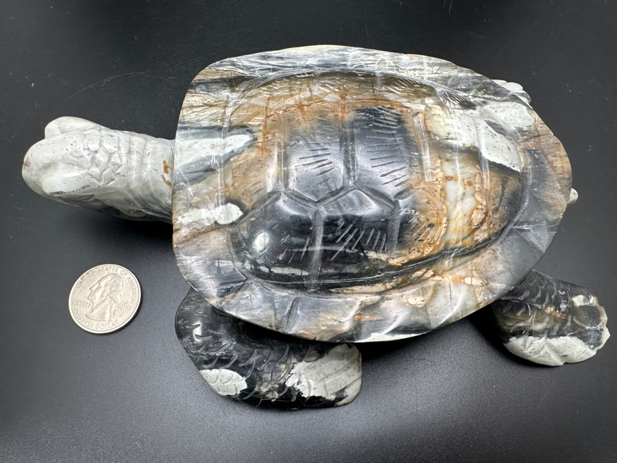 Carved Picasso Jasper Turtle Figurine 7W X 5.5D X 1.5H 895g [Photo 5]