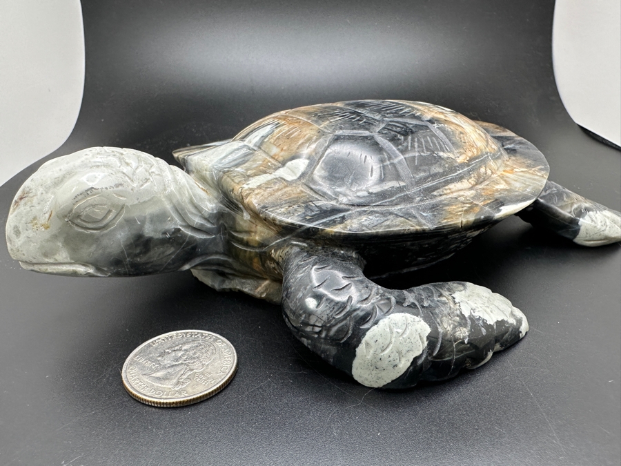 Carved Picasso Jasper Turtle Figurine 7W X 5.5D X 1.5H 895g [Photo 6]