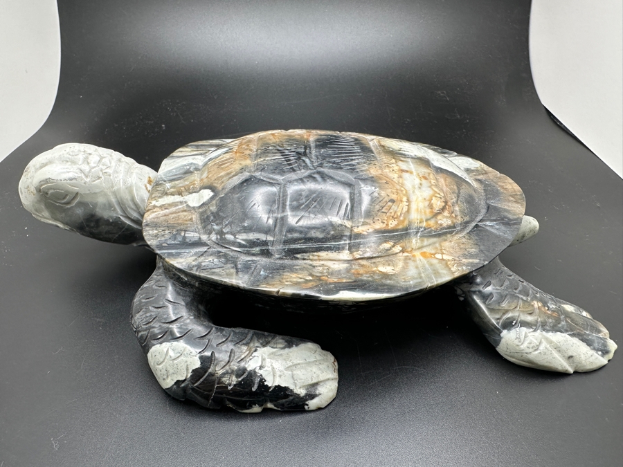 Carved Picasso Jasper Turtle Figurine 7W X 5.5D X 1.5H 895g [Photo 2]