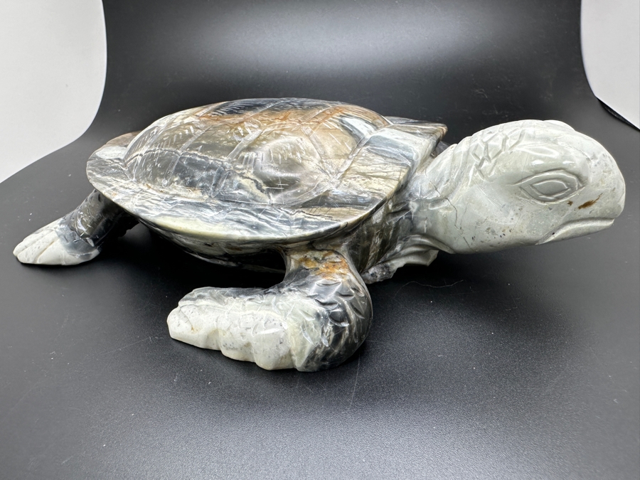 Carved Picasso Jasper Turtle Figurine 7W X 5.5D X 1.5H 895g [Photo 10]