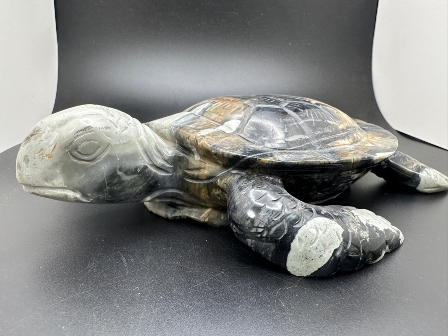 Carved Picasso Jasper Turtle Figurine 7W X 5.5D X 1.5H 895g [Photo 8]