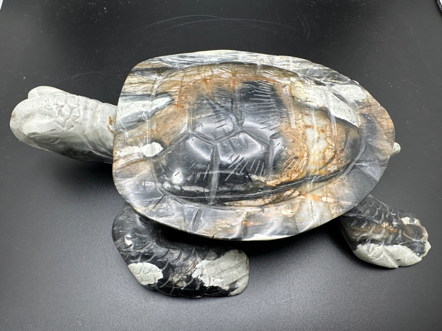 Carved Picasso Jasper Turtle Figurine 7W X 5.5D X 1.5H 895g [Photo 3]