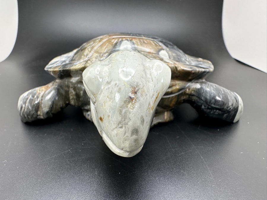Carved Picasso Jasper Turtle Figurine 7W X 5.5D X 1.5H 895g [Photo 9]