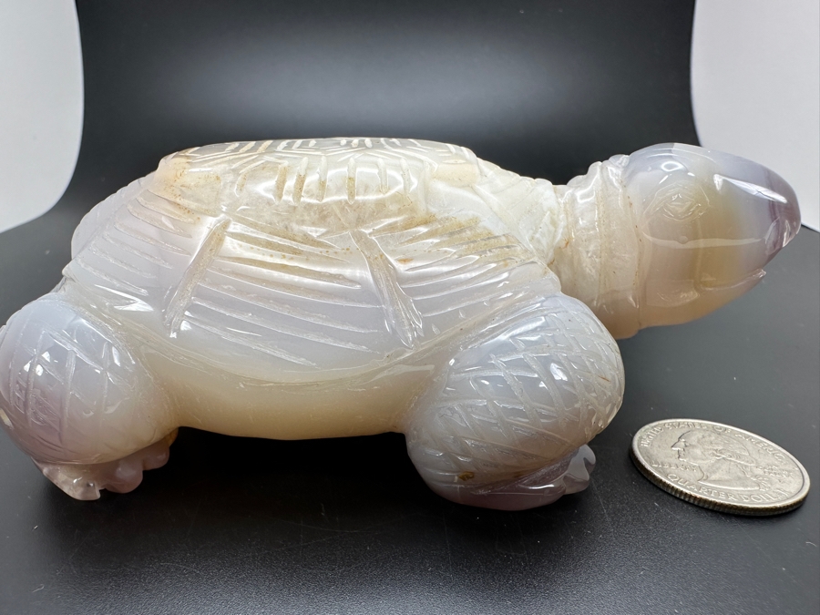 Carved Agate Turtle Figurine 5W X 4D X 1.5H 596g [Photo 3]