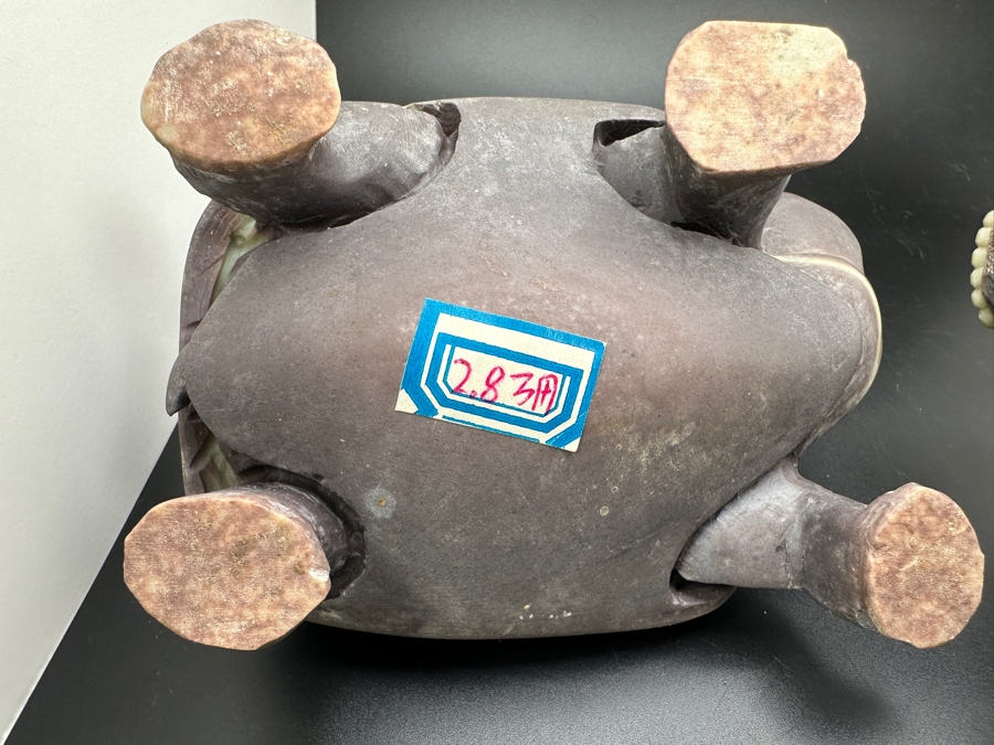 Large Pair Of Chinese Carved Stone Figurine Turtles 1,546g [Photo 21]