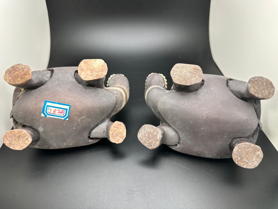 Large Pair Of Chinese Carved Stone Figurine Turtles 1,546g [Photo 20]