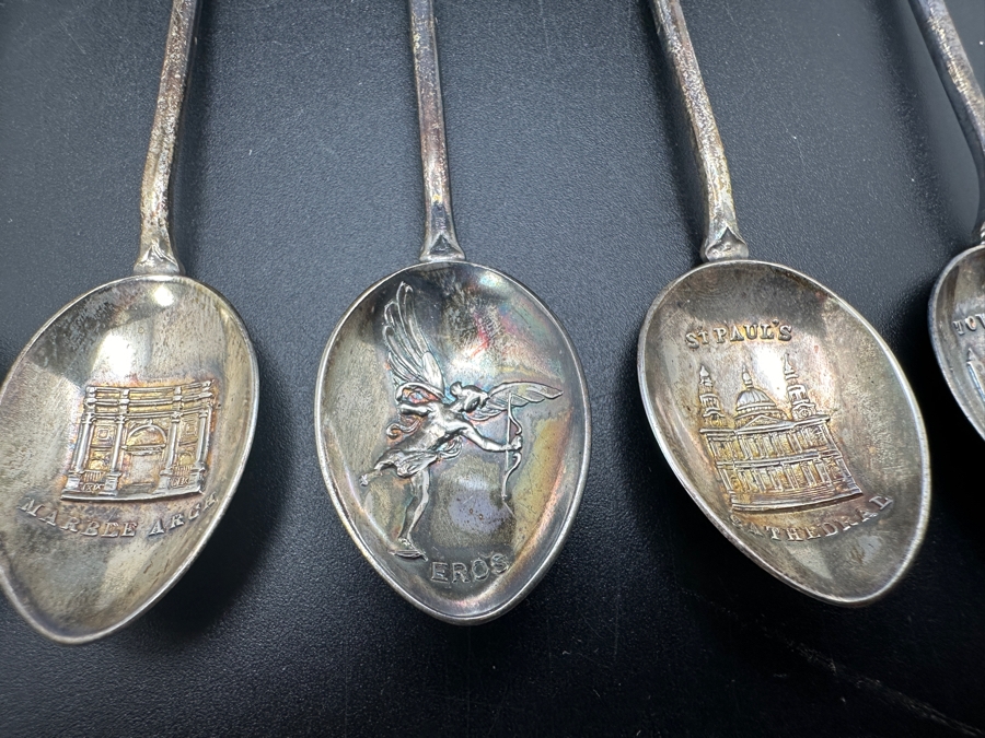 Sterling Silver English Hallmarked London England Tourist Spoons 76.7g (92.5% Silver - Silver Melt Value $75) [Photo 5]