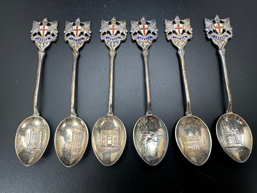 Sterling Silver English Hallmarked London England Tourist Spoons 76.7g (92.5% Silver - Silver Melt Value $75) [Photo 2]