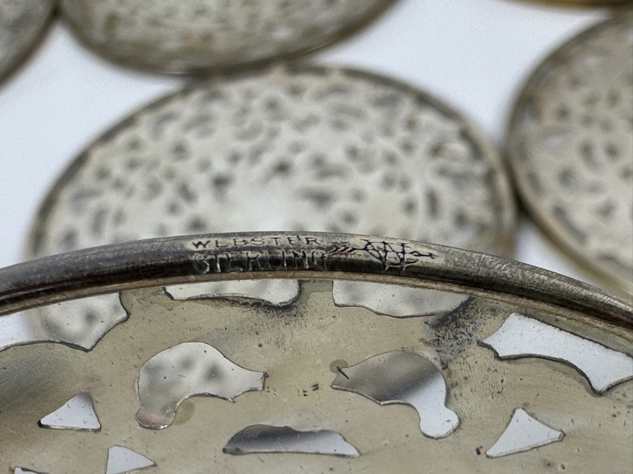 (6) Sterling Silver / Glass Drink Coasters [Photo 4]