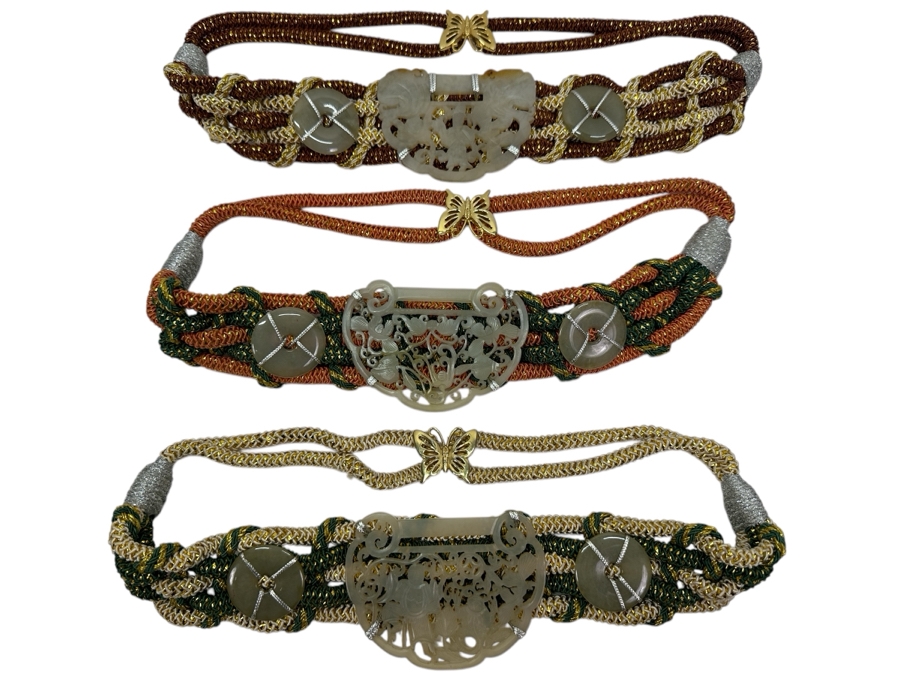 (3) Carved Jade Belts 28'L [Photo 1]