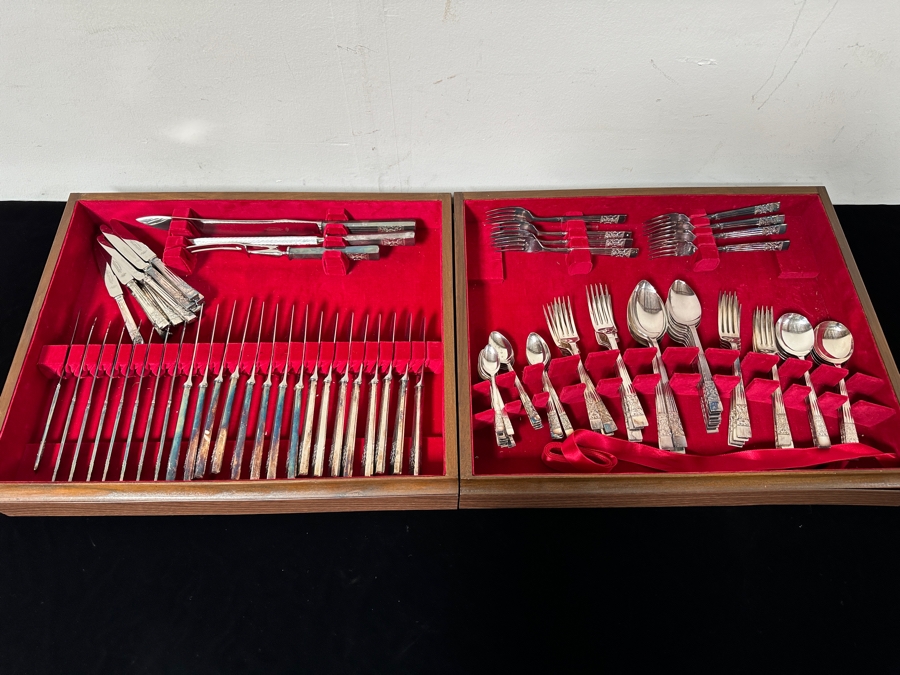Large Set Of Rogers 'Lady Katherine' Silverplate Flatware Service Approximate Service For 8 [Photo 11]