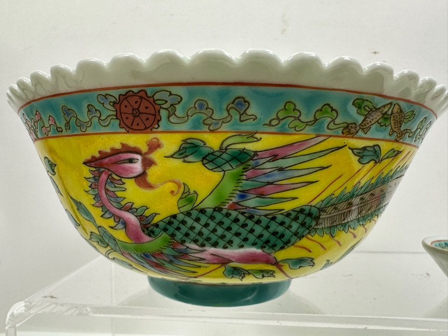(3) Chinese Hand Painted Dragon Bowls 6.5W And Spoon [Photo 3]